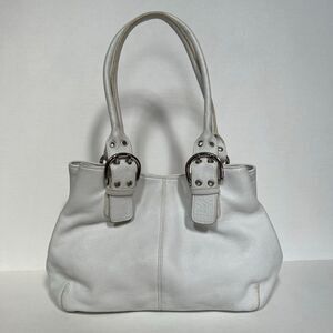 Tignanello Perfect 10 French Tote/Shoulder Bag White Pebbled Leather